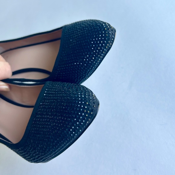 INC International Concepts Black Fabric Black Glitter Dots Almond Toe Pumps sz 8 - Picture 13 of 15